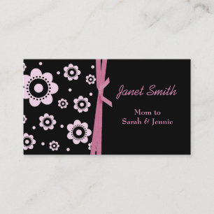 Stylish Black and Pink Floral Mommy Card