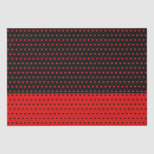 Stylish Black And Red Colours With Hearts Pattern Tissue Paper