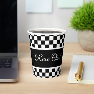 Stylish Black And White Chequered  Paper Cups