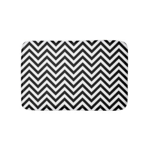 Stylish Black and White Chevrons Pattern Bath Mat