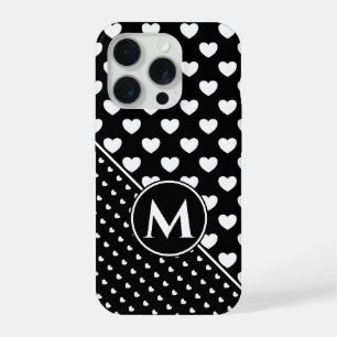 Stylish Black And White Custom Monogram iPhone 15 Pro Case
