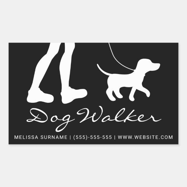 Stylish Black And White Dog Walker Silhouette Sticker (Front)