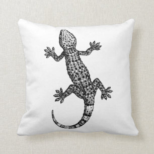 STYLISH BLACK AND WHITE GECKO THROW PILLOW