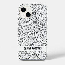 Stylish Black and White Hearts Pattern Personalize