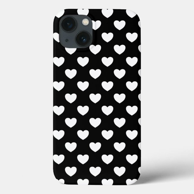 Stylish Black And White Hearts Polka Dots Design Case-Mate iPhone Case (Back)