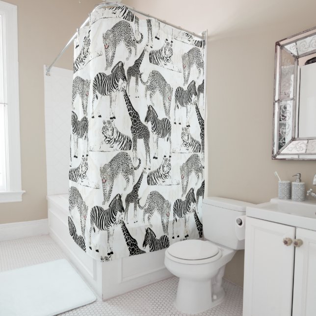 Stylish Black and White Jungle Animals Pattern (In Situ)