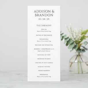 Stylish Black and White Modern Wedding Program