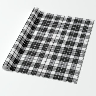 Stylish Black and White Monochrome Tartan Plaid Wrapping Paper