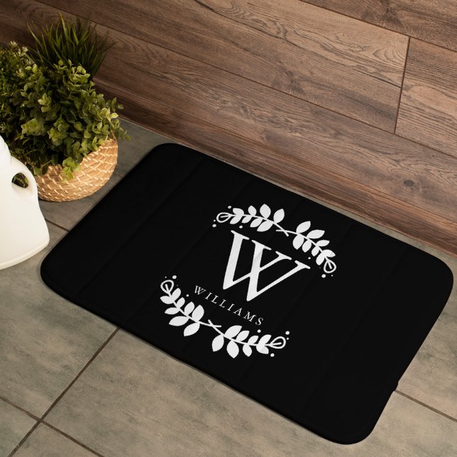 Stylish Black and White Monogram Bath Mat (Creator Uploaded)