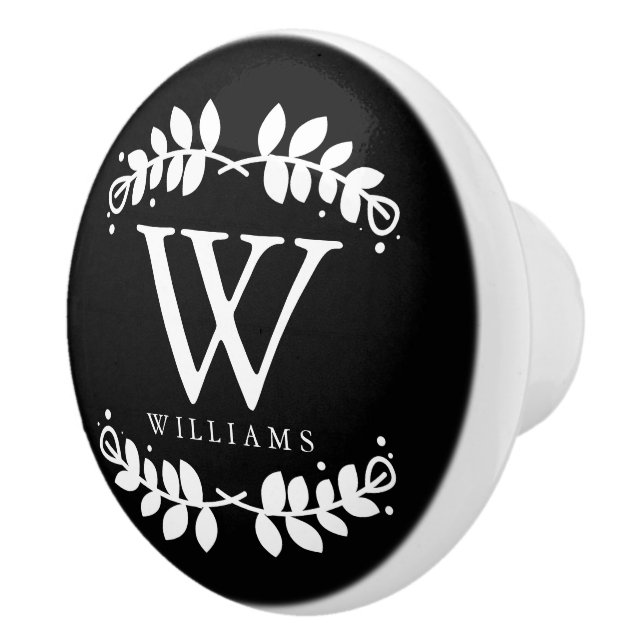 Stylish Black and White Monogram Ceramic Knob (Right)