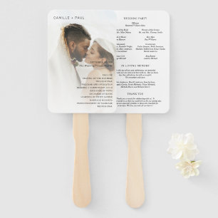 Stylish Black and White Photo Wedding Program Hand Fan