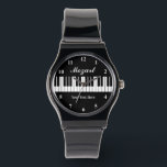 Stylish black and white piano keys watch for men<br><div class="desc">Stylish black and white piano keys watch for men. Personalize with name,  monogram,  funny quote or slogan. Custom background colour. Unique Birthday gift ideas for piano player,  pianist,  classical music teacher,  musician,  instructor,  producer,  artist,  husband,  dad etc. Classy men's watch with silicone strap.</div>