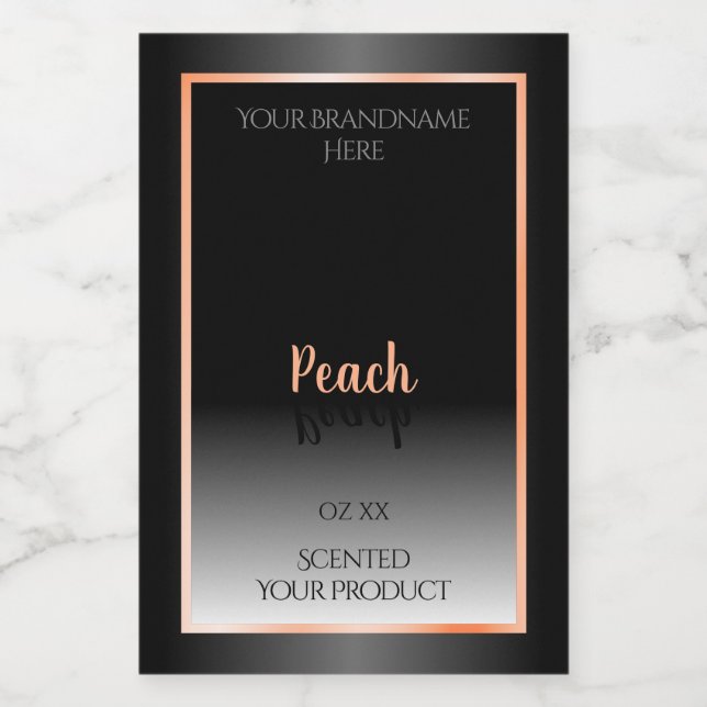 Stylish Black and White Product Labels Peach Frame (Single Label)