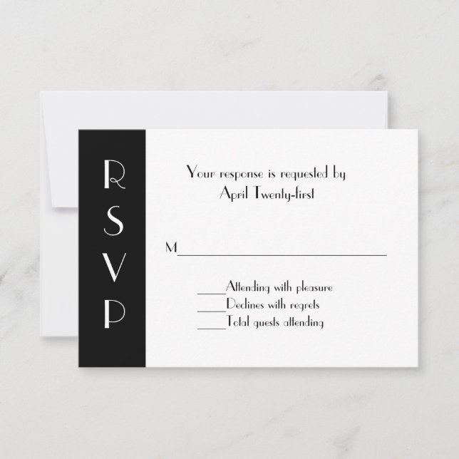 Stylish Black and White RSVP Response Card (Front)