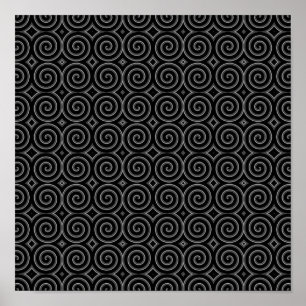 Stylish, black and white spiral design. poster