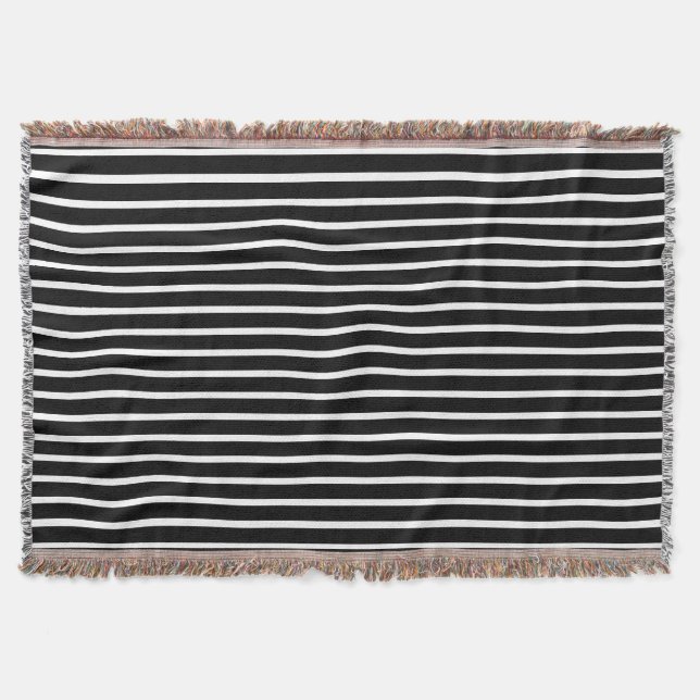 Stylish black and white stripes modern elegant throw blanket (Front)