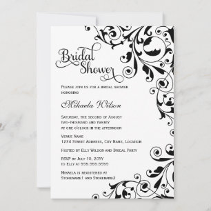 Stylish Black and White Swirls Bridal Shower Invitation