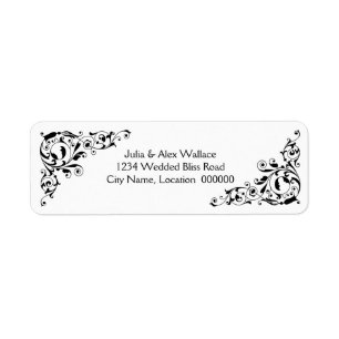 Stylish Black and White Swirls Customizable Labels