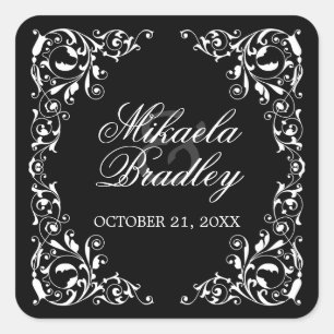 Stylish Black and White Swirls Wedding Seals