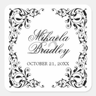 Stylish Black and White Swirls Wedding Seals