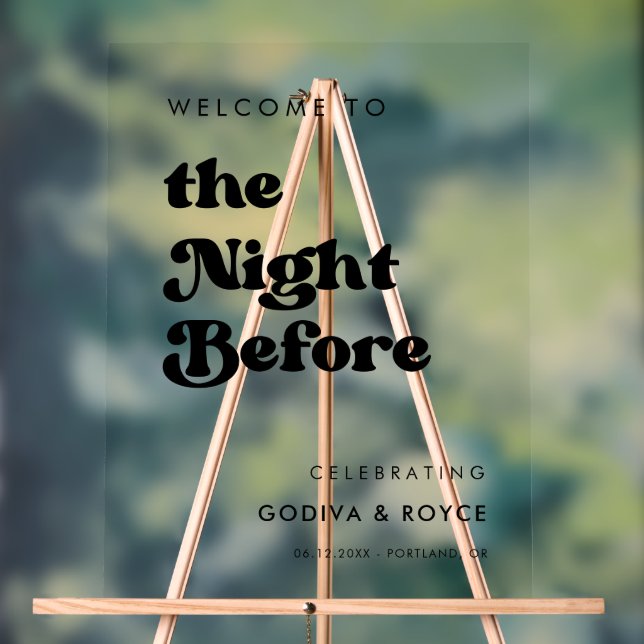 Stylish black and white The Night before welcome Acrylic Sign (Neutral)