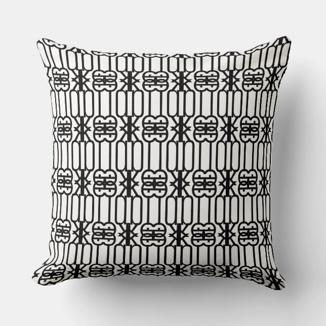 Stylish Black and White Throw Pillow (Front)