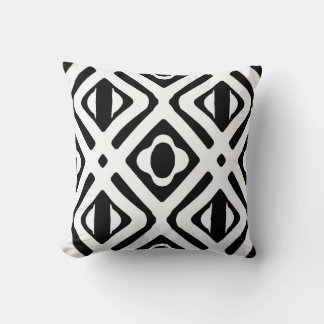 Stylish Black and White Tribal Diamond Pattern Throw Pillow