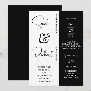Stylish Black and White Wedding Invitation