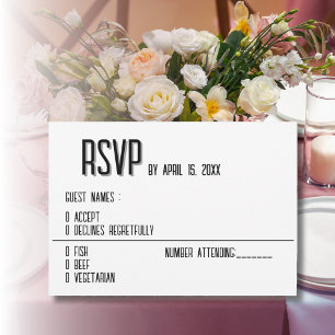 Stylish Black and White Wedding RSVP Card