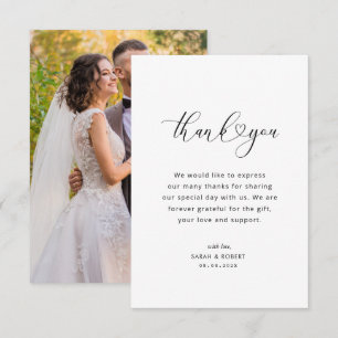 stylish black and white wedding thank you card