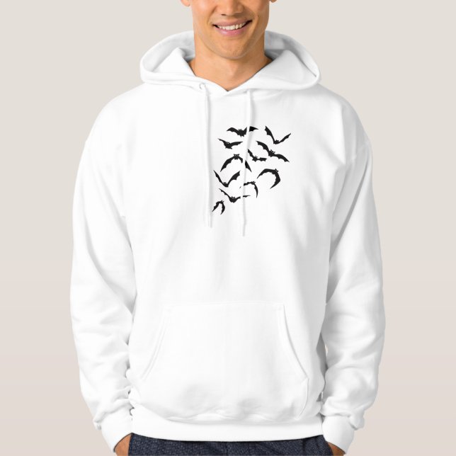 Stylish Black Bats Graphic – Minimalist Bat Art fo Hoodie (Front)