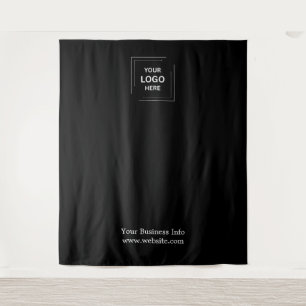 Stylish Black Business Logo Promotional Backdrop Tapestry