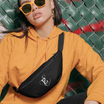 Stylish Black Calligraphy Name and Monogram  Fanny Pack<br><div class="desc">A custom fanny pack design with an elegant stylish representation of your name and monogram with classic serifs and a more ornate calligraphy script in a balanced and symmetrical harmony. The three elements blend together with a sophisticated harmony and create your own personal branding logo. Shown here with a chic...</div>