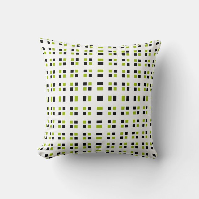 Stylish Black & Chartreuse Squares Pillow (Front)