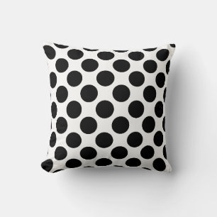 Stylish Black Circle Pattern White Throw Pillow