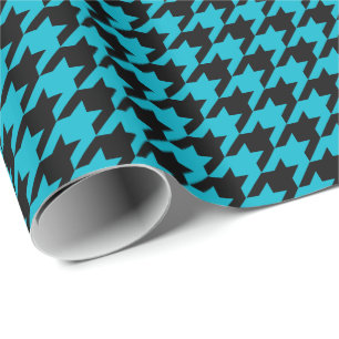 Stylish Black Custom Houndstooth Pattern Wrapping Paper