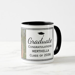 Stylish Black Custom Photo Graduation Mug