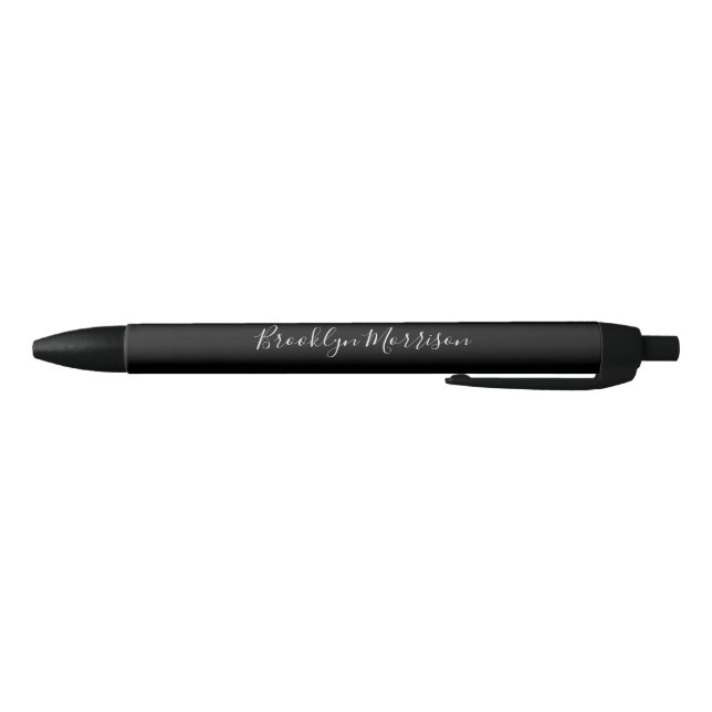 Stylish black custom script monogram name  black ink pen (Bottom)