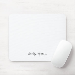 Stylish black custom script name text monogram mouse pad