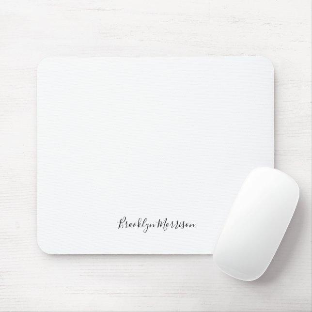Stylish black custom script name text monogram mouse pad (With Mouse)