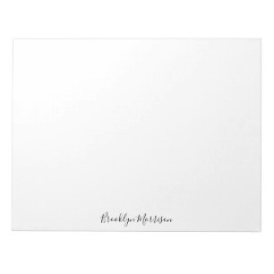 Stylish black custom script name text monogram notepad