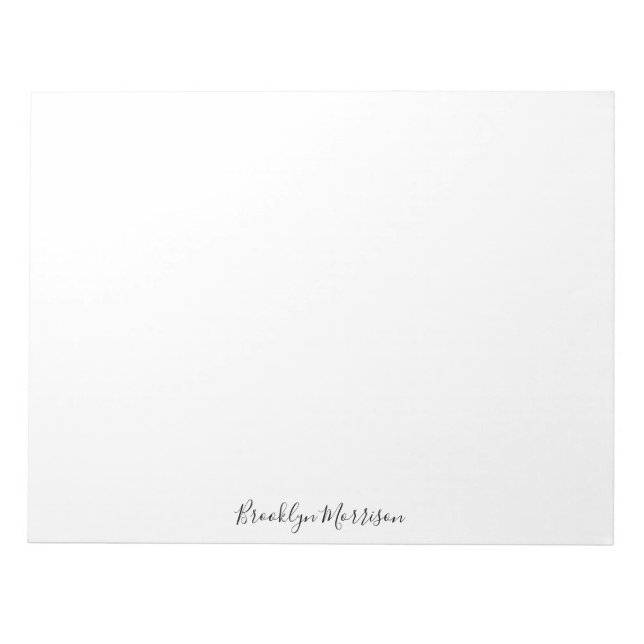 Stylish black custom script name text monogram notepad (Front)