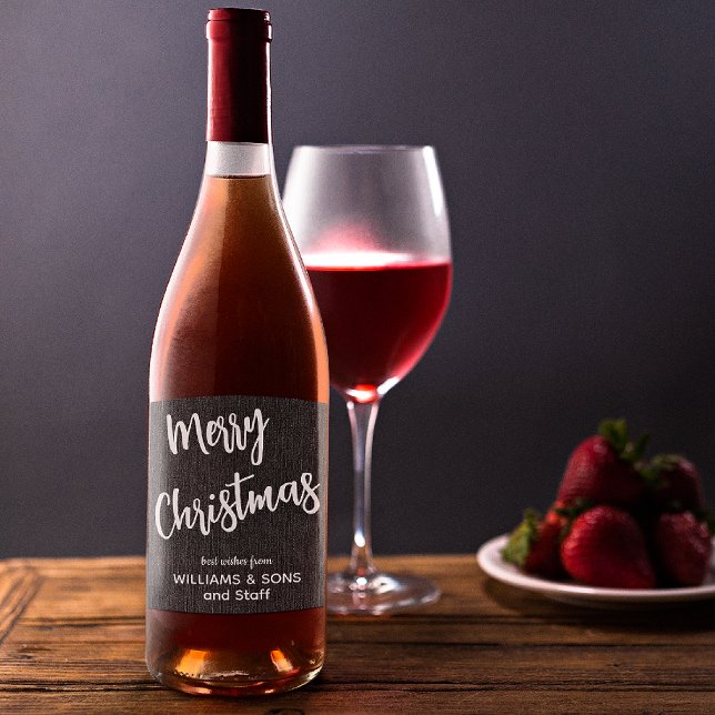 Stylish Black Denim White Script, Business Wine Label (Creator Uploaded)