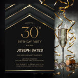 Stylish Black Gold 30th Birthday Party Invitation<br><div class="desc">A stylish black and gold geometric 30th birthday party invitation.</div>