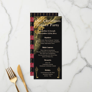 Stylish Black & Gold Christmas Menu & Santa Claus
