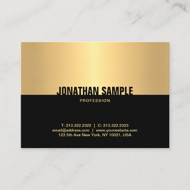 Stylish Black Gold Modern Cool Template Elegant Business Card (Front)