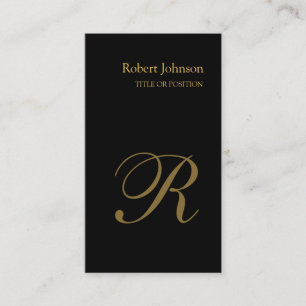 Stylish Black Gold Monogram Business Card