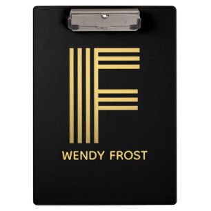 Stylish Black & Gold Monogram Clipboard