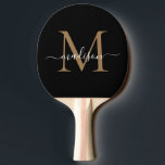 Stylish Black Gold Monogram Elegant Script Name Ping Pong Paddle<br><div class="desc">Modern Black Gold Monogram Elegant Script Name Ping Pong Paddle</div>