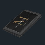 Stylish Black Gold Monogram Girly Chic Script Name Trifold Wallet<br><div class="desc">Stylish Black Gold Monogram Girly Chic Script Name Trifold Wallet</div>